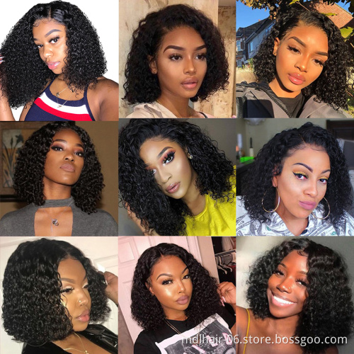Wholesale Brazilian Hair Deep Wave Human Virgin Lace Front Wig Single Donor Cuticle Aligned Hair Short Bob 4*4 Brazilian Wigs
